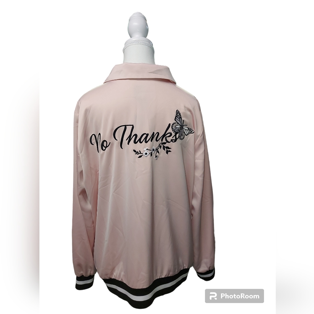 Love & Legend Pink Satin Bomber Jacket Embroidered Back 2x 🚨with snag 🚨